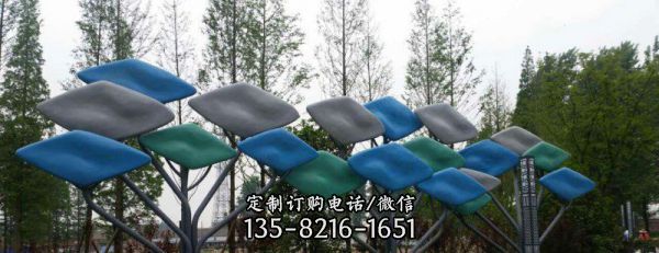 不銹鋼公園抽象彩色樹雕塑