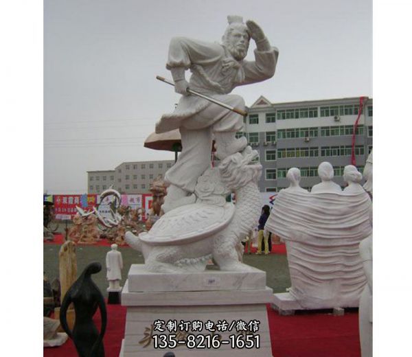 公園草坪擺放獨(dú)占螯頭孫悟空大理石雕塑