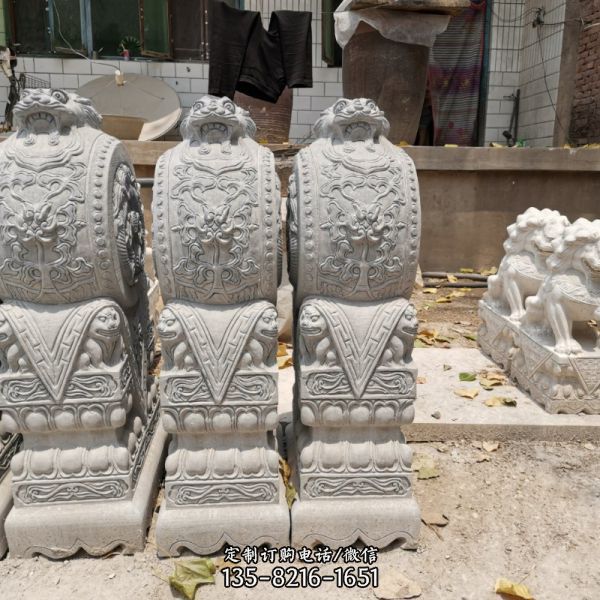 石雕抱鼓漢白玉仿古門墩抱鼓石古鎮庭院景觀裝飾擺件