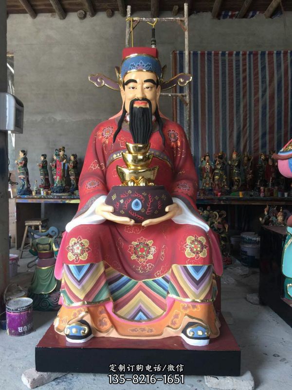 玻璃鋼彩繪大型神佛寺廟供奉財神雕塑