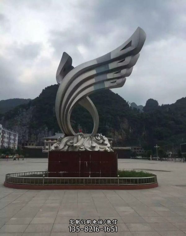 公園別墅大廈創意不銹鋼景觀翅膀雕塑