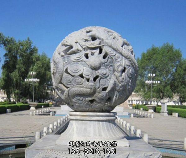 公園景觀龍浮雕球噴泉石雕