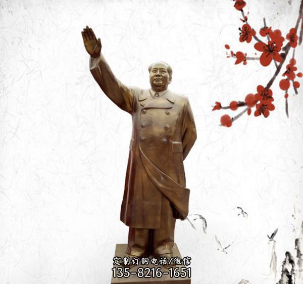 景區銅雕揮手的毛澤東雕塑