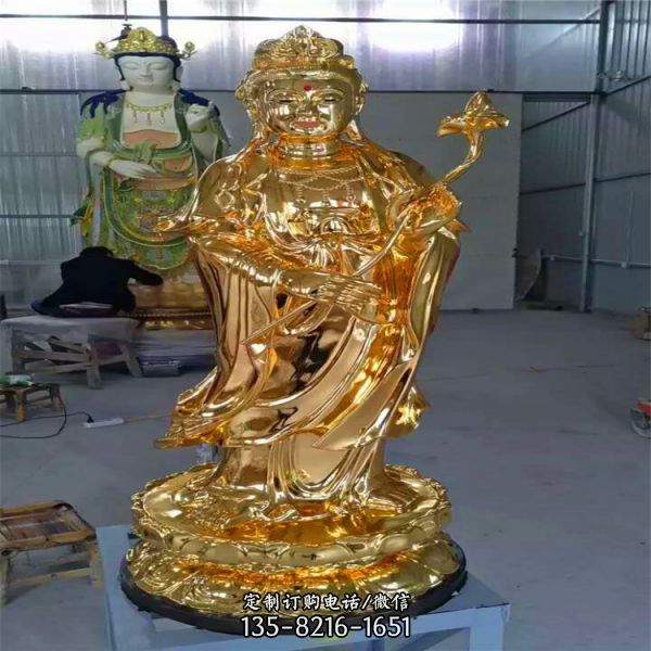景區(qū)廟宇不銹鋼鎏金三圣雕塑