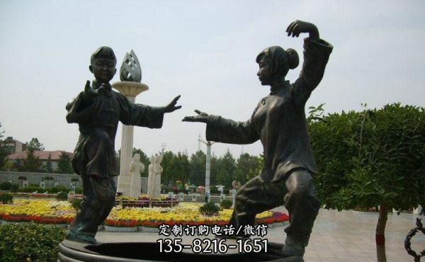 公園練太極拳的人物小品做舊青銅雕塑