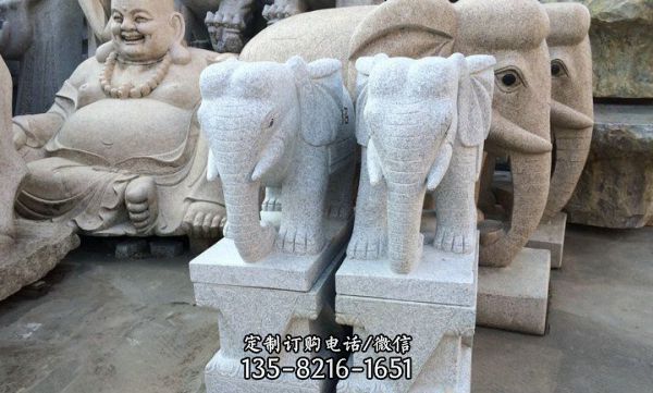 戶外漢白玉石雕大象雕塑