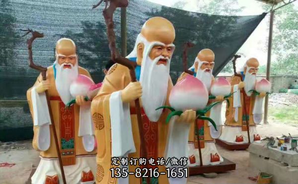 玻璃鋼宗教廟宇神像彩繪老壽星雕塑福祿壽雕塑