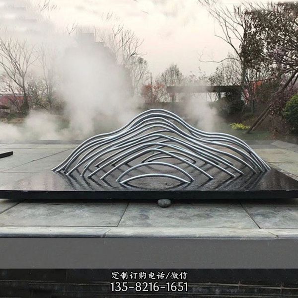 景區(qū)園林抽象不銹鋼假山室外水景