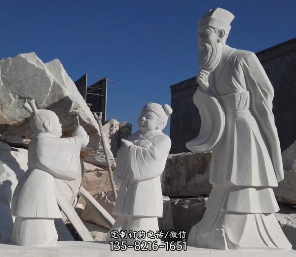 漢白玉石雕寓言故事孔融讓梨雕塑
