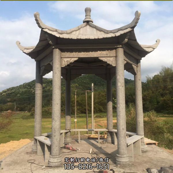 戶外景區(qū)擺放六角仿古涼亭座椅
