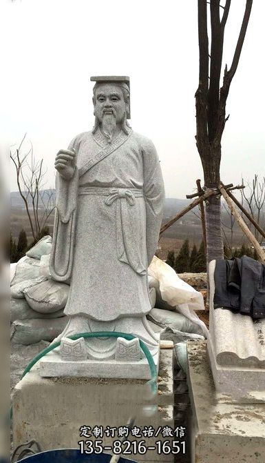 小區(qū)公園擺放唐朝著名書法家詩(shī)人柳公權(quán)大理石雕塑像