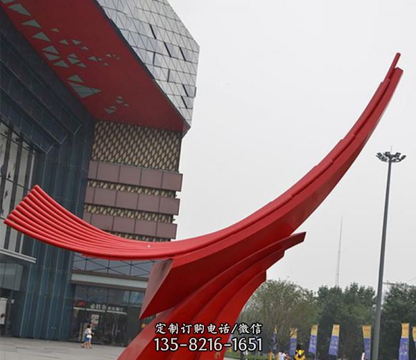 戶外裝飾擺放個性不銹鋼噴漆飄帶雕塑