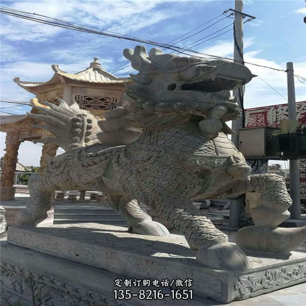 景區(qū)廣場大型石雕神獸麒麟雕塑
