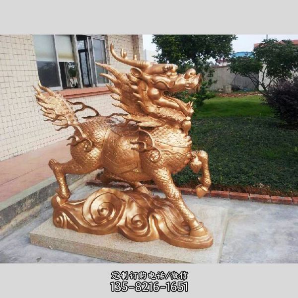 庭院別墅不銹鋼噴金烤漆神獸麒麟雕塑