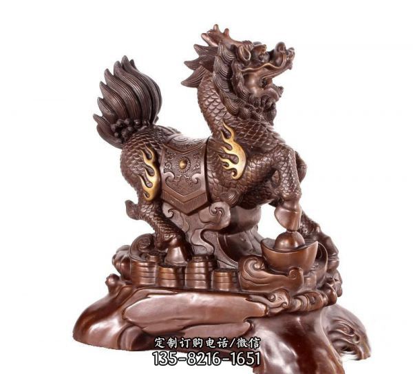 庭院不銹鋼仿銅抽象麒麟雕塑