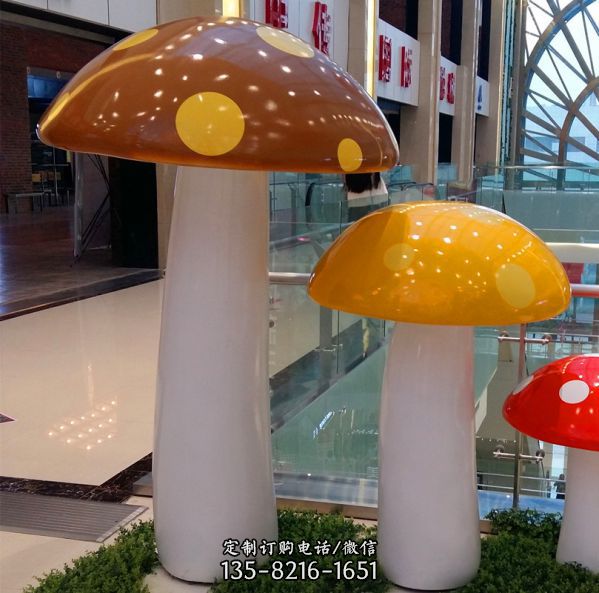 商場DP點展示美陳設計制作DP點玻璃鋼蘑菇雕塑開業美陳制作廠家_17803
