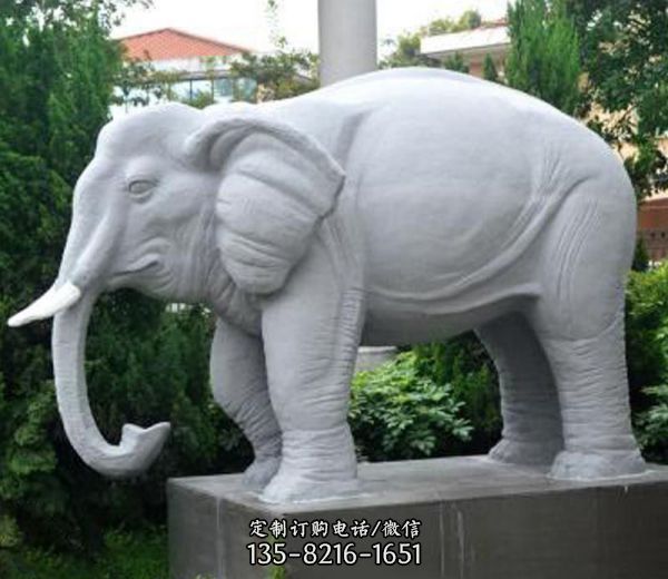 大理石石雕園林大型動(dòng)物景觀大象雕塑
