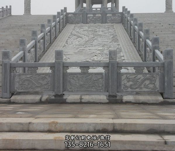 陵園戶外仿古青石浮雕龍紋圍欄欄桿