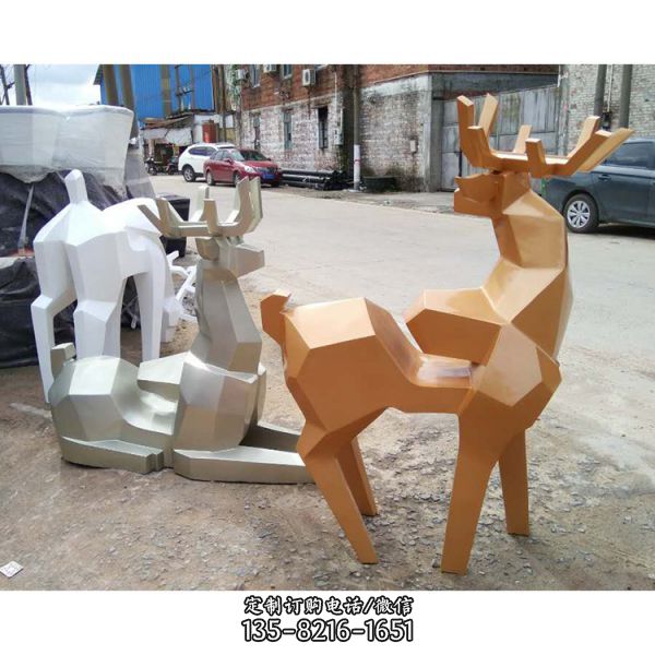 玻璃鋼幾何戶外園林景觀鹿雕塑