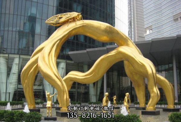 商場中心大型樹枝和蟬城市景觀銅雕