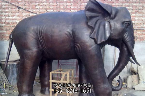 玻璃鋼仿銅石雕戶外園林大型景觀大象雕塑