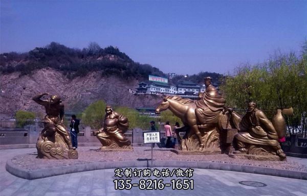 公園廣場(chǎng)擺放唐僧師徒小品玻璃鋼仿銅雕塑