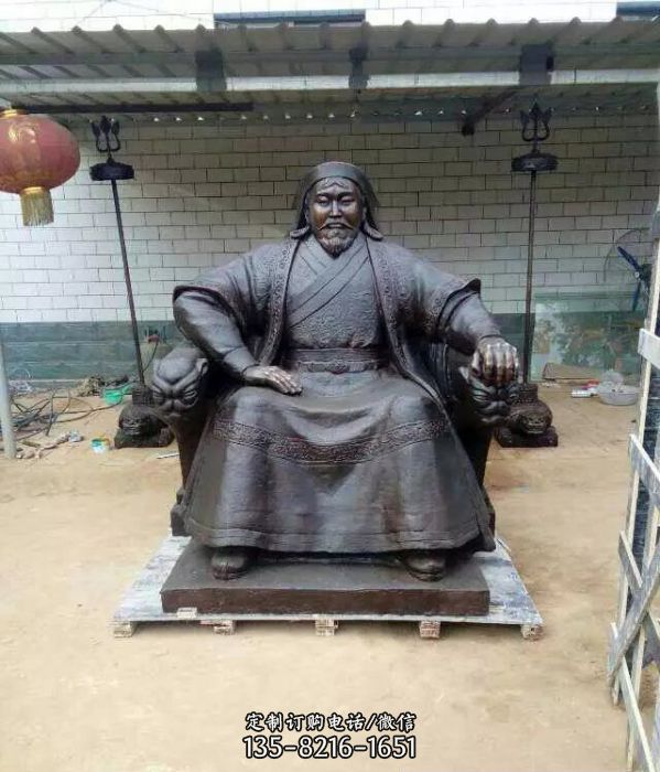 景區銅雕古代偉人成吉思汗雕塑