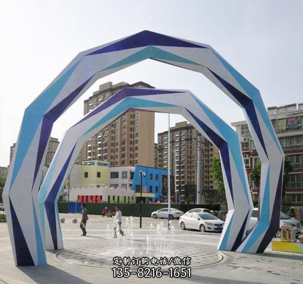 小區廣場棱形不銹鋼拱門創意雕塑