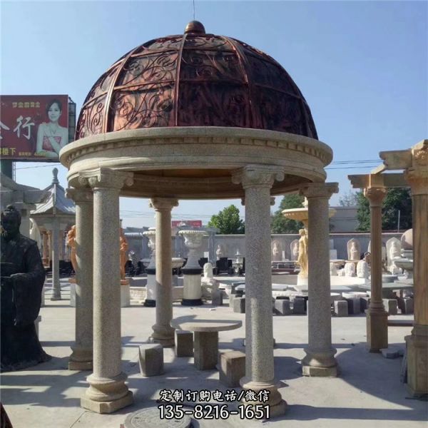 花崗巖鑄銅圓頂花園廣場(chǎng)擺放歐式?jīng)鐾? title=