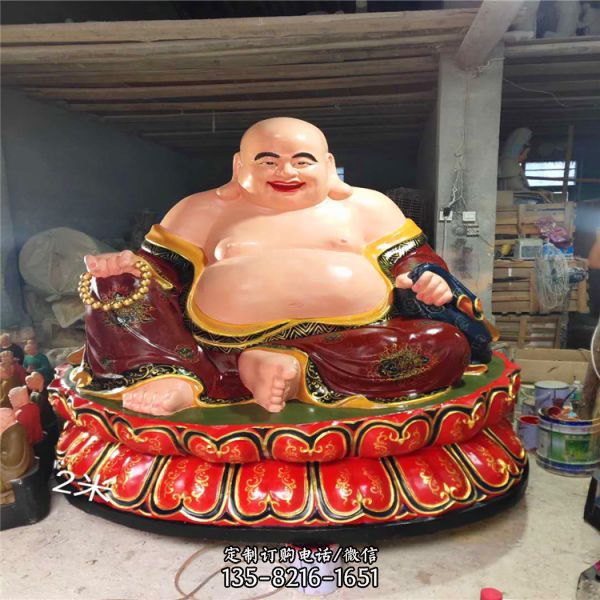 玻璃鋼大型仿真人物寺廟供奉笑佛彌勒佛雕塑