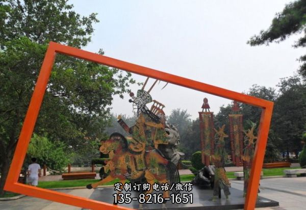 公園園林?jǐn)[放創(chuàng)意不銹鋼皮影戲雕塑