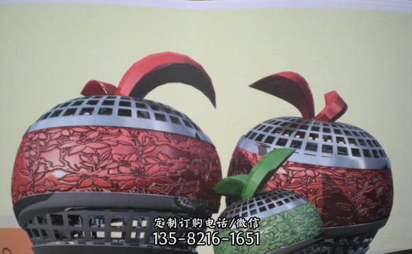 景區草坪不銹鋼抽象蘋果雕塑