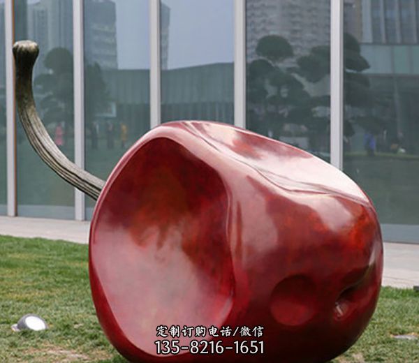文化廣場(chǎng)不紅色銹鋼蘋(píng)果雕塑