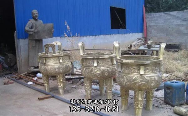 不銹鋼噴金烤漆創(chuàng)意鼎雕塑