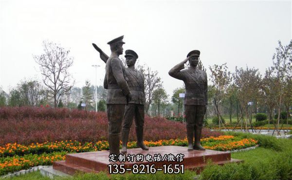 公園大型仿真人物雕塑景觀敬禮的警察雕塑