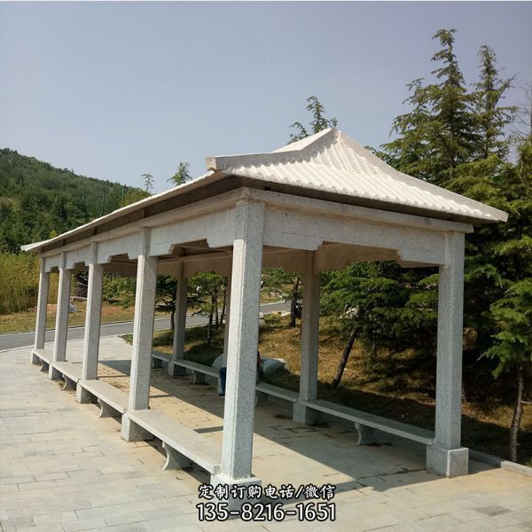 森林公園仿古建大理石長廊座椅休息涼亭