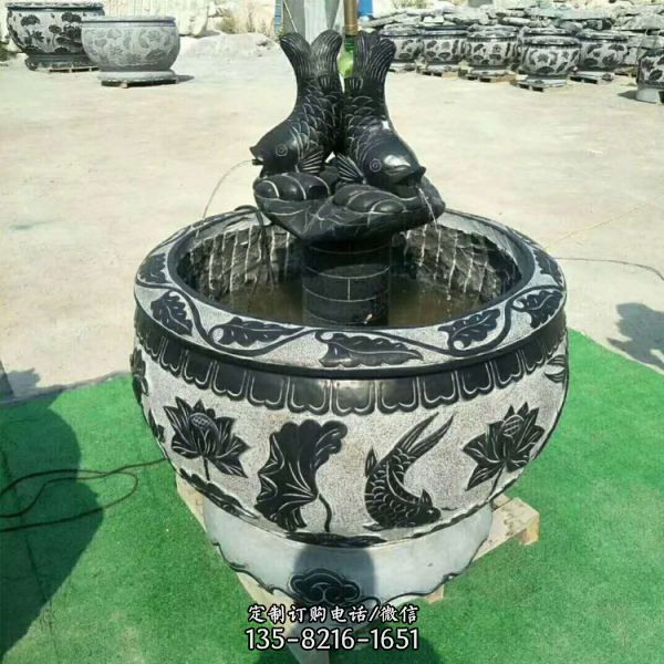 青石仿古做舊花盆 花草雕刻石雕魚缸 仿古庭院養魚池裝飾擺件_4825