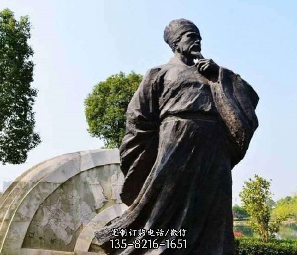 學校廣場北宋思想家王安石青石雕塑