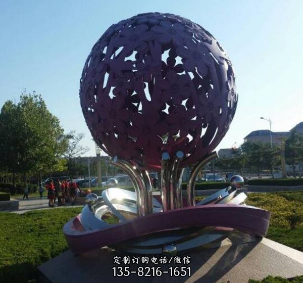 公園創意不銹鋼鏡面鏤空球雕塑