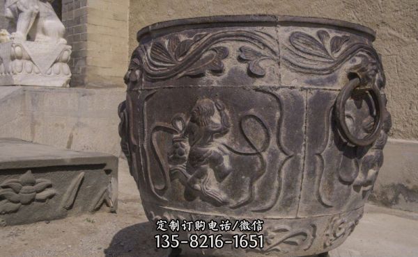 銅雕浮雕庭院創意仿古做舊缸雕塑