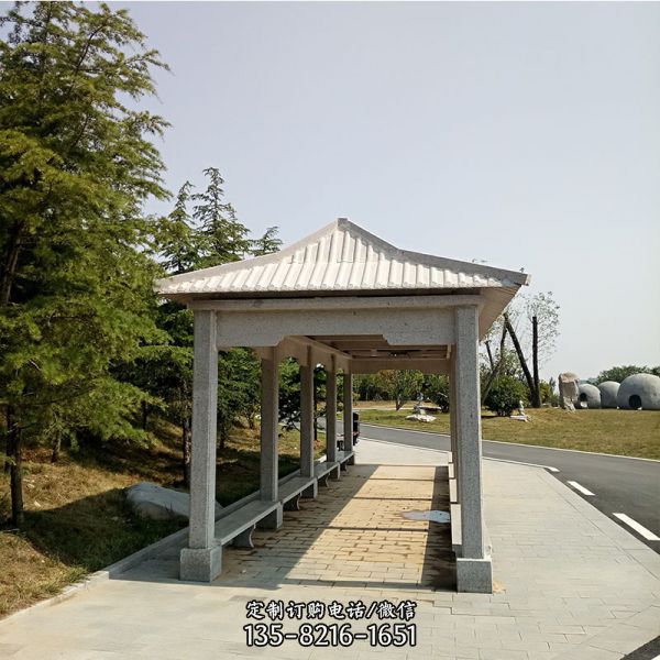 公園戶外裝飾仿古大理石長廊休息涼亭擺件