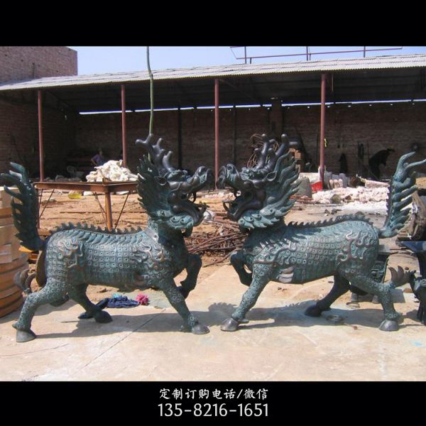 庭院別墅玻璃鋼大型仿真動(dòng)物景觀麒麟雕塑
