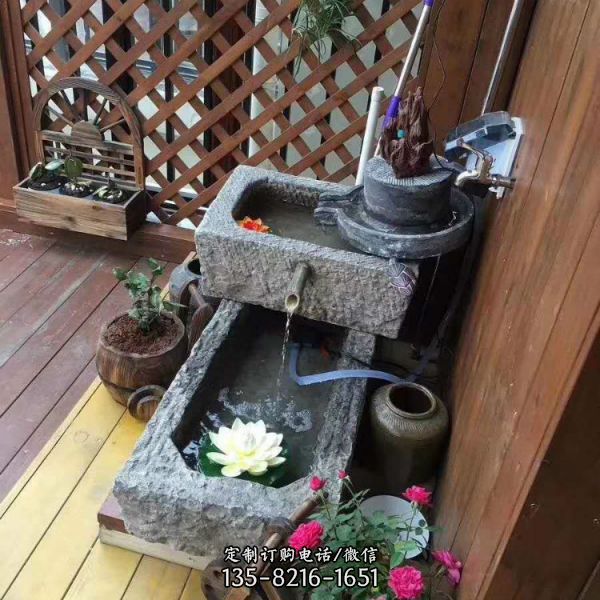 庭院創(chuàng)意大理石石雕種花的水槽雕塑