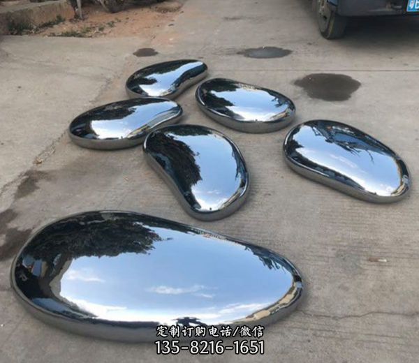 戶外不銹鋼鏡面大大小小的鵝卵石裝飾品擺件