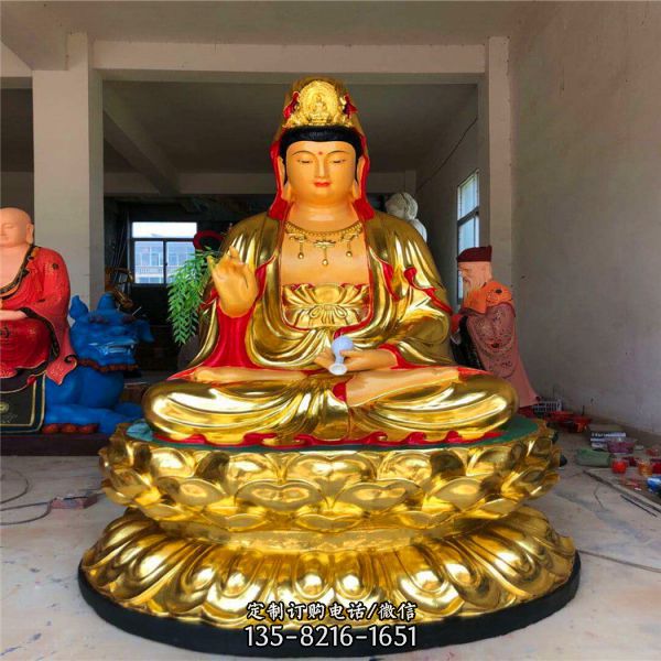 寺廟大型供奉佛像不銹鋼噴金烤漆觀音雕塑