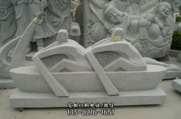 體育公園景區砂巖兩人劃船石雕
