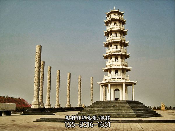 古建筑園林廣場(chǎng)多層大理石佛塔雕塑
