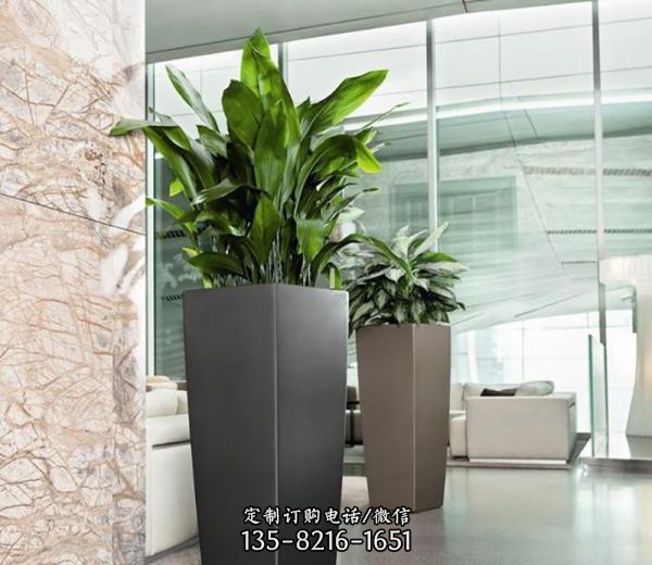公司企業室內烤漆不銹鋼花瓶擺件雕塑