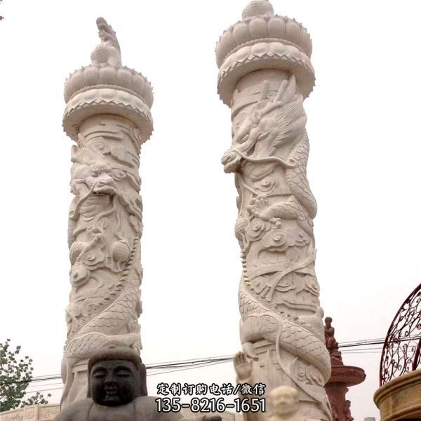漢白玉浮雕龍柱景區(qū)廣場(chǎng)擺件