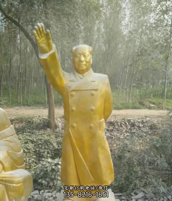 戶(hù)外園林銅鑄噴金毛澤東雕塑
